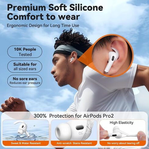 4 أزواج لـ Apple Airpods Pro 2nd Gend Aear Hooks ، Silicone Anti-Slip for Airpods Pro Ear Hook مع حقيبة تخزين ، مجموعة تنظيف ، Carabiner in Kuwait