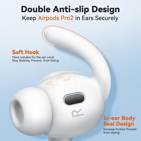 4 أزواج لـ Apple Airpods Pro 2nd Gend Aear Hooks ، Silicone Anti-Slip for Airpods Pro Ear Hook مع حقيبة تخزين ، مجموعة تنظيف ، Carabiner in Kuwait