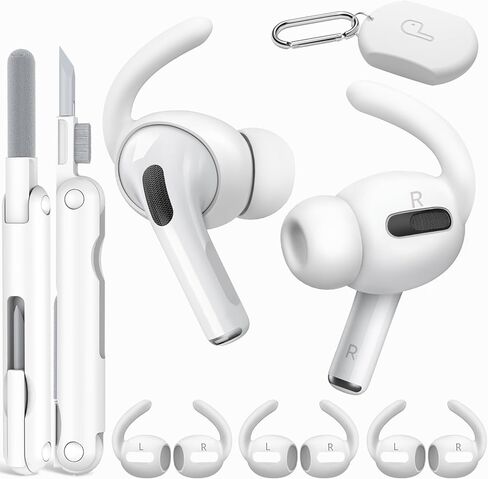 4 أزواج لـ Apple Airpods Pro 2nd Gend Aear Hooks ، Silicone Anti-Slip for Airpods Pro Ear Hook مع حقيبة تخزين ، مجموعة تنظيف ، Carabiner in Kuwait