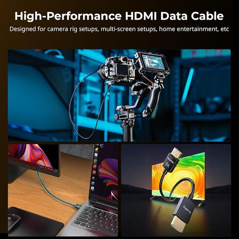 SmallRig 8k HDMI 2.1 كابل 100 سم/3.3 قدم (من أ) ، سلك/كبل رفيع للغاية ، يدعم 8K@60Hz/4K@120Hz ، Ethernet ، ARC Type -A Male to Male for Camera ، Monitor ، Gimbal - 5086 in Saudi Arabia