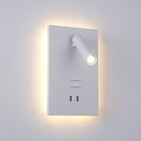 Led Reading Wall Lamp USB Mobile Phone Charging Creative Study Bedroom Bedside Lamp with Switchable Rotating Wall Lamp Reading Light Backlight Wall Sconce Light,White Light in Saudi Arabia
