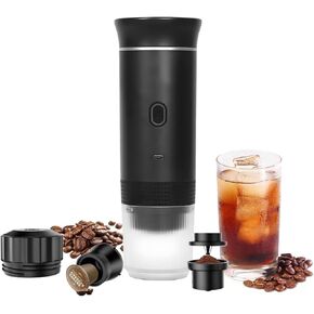 3-in-1 Portable Coffee Maker, Self-Heating Espresso Machine, USB Rechargeable Travel Coffee Maker, Compact for Office, Travel, Camping - Black in Saudi Arabia