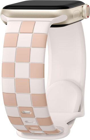 DaQin Checkered Band Compatible with Apple Watch Bands for Women 40mm 41mm 42mm 38mm 44mm 45mm 46mm 49mm Men, Cute Soft Silicone Dressy Strap for iWatch Bands Series 10 SE 9 8 7 6 5 4 3 2 1 Ultra 2 in Saudi Arabia