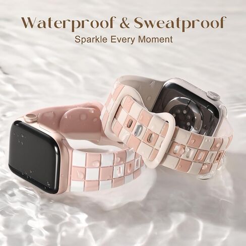 DaQin Checkered Band Compatible with Apple Watch Bands for Women 40mm 41mm 42mm 38mm 44mm 45mm 46mm 49mm Men, Cute Soft Silicone Dressy Strap for iWatch Bands Series 10 SE 9 8 7 6 5 4 3 2 1 Ultra 2 in Saudi Arabia