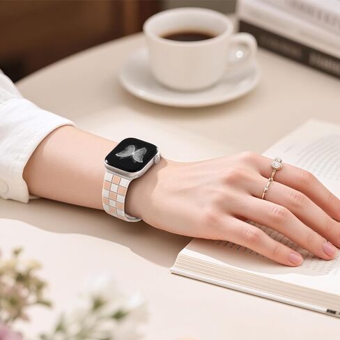 DaQin Checkered Band Compatible with Apple Watch Bands for Women 40mm 41mm 42mm 38mm 44mm 45mm 46mm 49mm Men, Cute Soft Silicone Dressy Strap for iWatch Bands Series 10 SE 9 8 7 6 5 4 3 2 1 Ultra 2 in Saudi Arabia