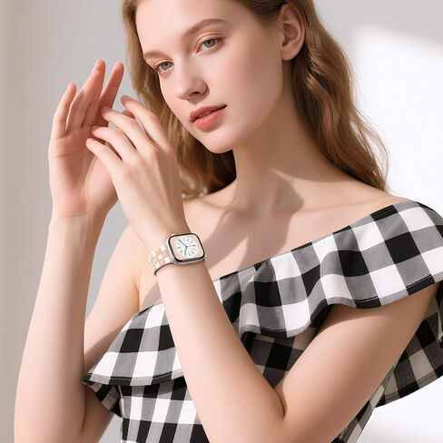 DaQin Checkered Band Compatible with Apple Watch Bands for Women 40mm 41mm 42mm 38mm 44mm 45mm 46mm 49mm Men, Cute Soft Silicone Dressy Strap for iWatch Bands Series 10 SE 9 8 7 6 5 4 3 2 1 Ultra 2 in Saudi Arabia