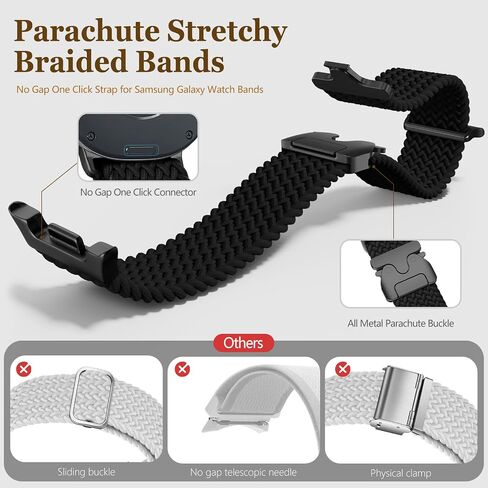 عصابات مضفر لـ Galaxy Watch 8 Band 40mm 44mm/Galaxy Watch 8 Classic 46mm ، Nylon Parachute Parachute Sport Strap Strapty Fabrics Lristbands for Samsung Galaxy Watch 8/8 Classic 40 44 46 MM Women/Men in Kuwait