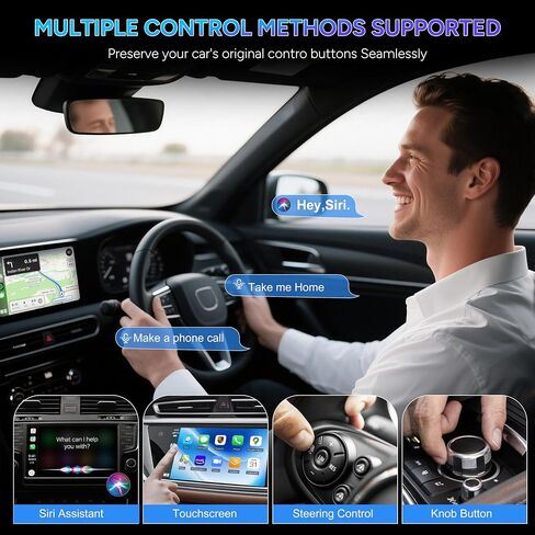 محول CarPlay اللاسلكي لـ iPhone 2025 ترقية سلكية إلى اللاسلكي ، لا يوجد زمن وصول ، قابس ومحول Bluetooth للسيارة ، اتصال متعدد الفائق السلس مع WiFi 6 & BT 5.3 سهل الاستخدام in Saudi Arabia