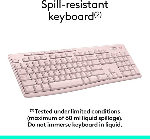 Logitech MK270 Wireless Keyboard and Mouse Combo for Windows, 2.4 GHz, 8 Multimedia Keys, PC, Laptop, Wireless Keyboard Compact Mouse Combo - Rose (Renewed) in Saudi Arabia