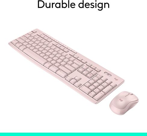 Logitech MK270 Wireless Keyboard and Mouse Combo for Windows, 2.4 GHz, 8 Multimedia Keys, PC, Laptop, Wireless Keyboard Compact Mouse Combo - Rose (Renewed) in Saudi Arabia