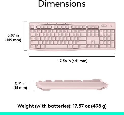 Logitech MK270 Wireless Keyboard and Mouse Combo for Windows, 2.4 GHz, 8 Multimedia Keys, PC, Laptop, Wireless Keyboard Compact Mouse Combo - Rose (Renewed) in Saudi Arabia