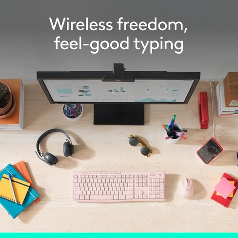 Logitech MK270 Wireless Keyboard and Mouse Combo for Windows, 2.4 GHz, 8 Multimedia Keys, PC, Laptop, Wireless Keyboard Compact Mouse Combo - Rose (Renewed) in Saudi Arabia