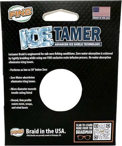 Icetamer Ice Fishing Braid - USA Made - Zero Water Absorption, Sub-Zero Performance, No Icing Issues, High Knot-Strength, Micro Diameter, Round Profile in Kuwait