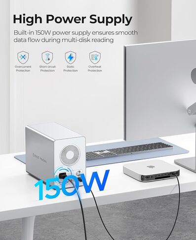 Orico 5bay Raid محرك أقراص ثابتة خارجية لمدة 2.5/3.5 بوصة SATA HDD/SSD حتى 5x 24tb ، USB3.0 Type -A محطة لرسو القرص الصلب ، يدعم RAID 0/1/3/5/10/JBOD/CLONE/CLARMODE -9958RU3 in Kuwait