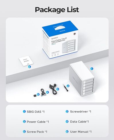 Orico 5bay Raid محرك أقراص ثابتة خارجية لمدة 2.5/3.5 بوصة SATA HDD/SSD حتى 5x 24tb ، USB3.0 Type -A محطة لرسو القرص الصلب ، يدعم RAID 0/1/3/5/10/JBOD/CLONE/CLARMODE -9958RU3 in Kuwait