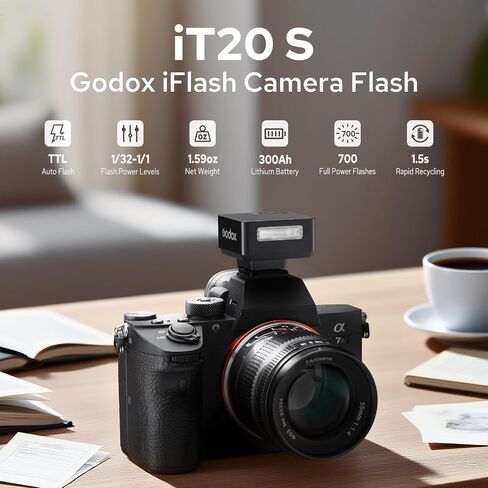 Godox IT20-S Mini TTL Flash متوافق مع Sony ، بنيت في البطارية ، 700 قوى كاملة ، وقت إعادة تدوير 1.5S ، مع مرشح مغناطيسي in Saudi Arabia