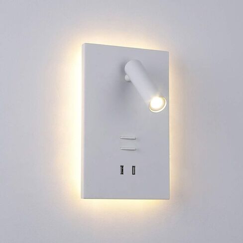 Led Reading Wall Lamp USB Mobile Phone Charging Creative Study Bedroom Bedside Lamp with Switchable Rotating Wall Lamp Reading Light Backlight Wall Sconce Light,White Light in Saudi Arabia