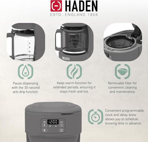 Haden Chelsea 10 Cup Maker Digital Drip Coffee Maker مع Carafe و Ivory & Chrome in Saudi Arabia