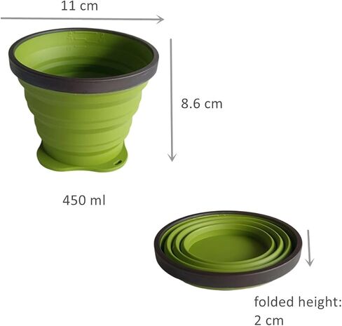 450ml Collapsible Silicone Camping Cup - Portable Foldable Drinking Mug for Outdoor, Hiking & Travel(Olive) in Saudi Arabia