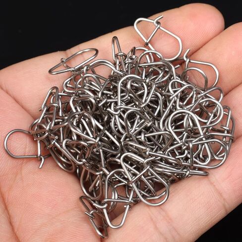 100 PCS Stainless Steel Fishing Snap - Hooked Snap Clip Accessories Tackle for Barrel Swivel Lure Hook Fishing Tool in Saudi Arabia