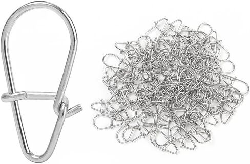 100 PCS Stainless Steel Fishing Snap - Hooked Snap Clip Accessories Tackle for Barrel Swivel Lure Hook Fishing Tool in Saudi Arabia
