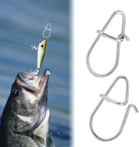 100 PCS Stainless Steel Fishing Snap - Hooked Snap Clip Accessories Tackle for Barrel Swivel Lure Hook Fishing Tool in Saudi Arabia