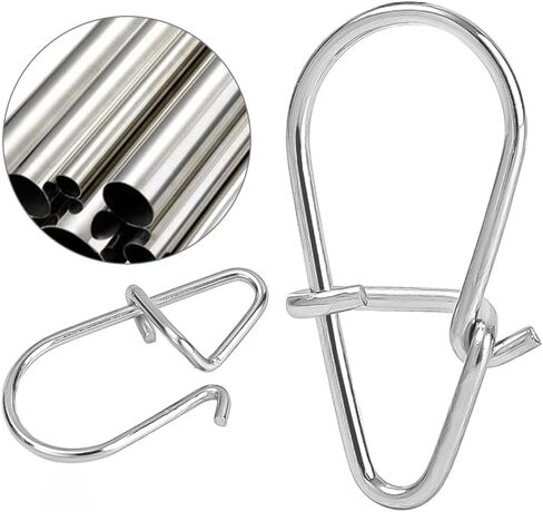 100 PCS Stainless Steel Fishing Snap - Hooked Snap Clip Accessories Tackle for Barrel Swivel Lure Hook Fishing Tool in Saudi Arabia