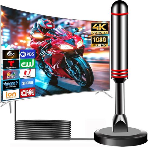 TV Antenna Indoor Antenna for Smart TV for Long Range Reception and All Smart TVs HD Digital Antenna with Strong Magnetic Base for Local Channels Supports 4K 1080p-2025 Upgrade in Saudi Arabia