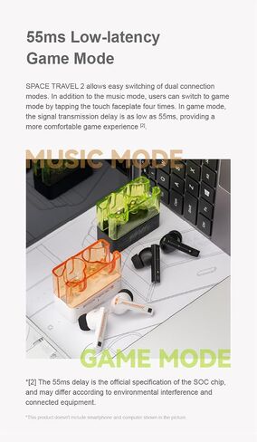 Moondrop Space Travel 2 HiFi Noise-Canceling TWS Wireless Earphone Bluetooth 6.0 ANC Low-Latency Game Mode SBC/AAC (Black) in Saudi Arabia