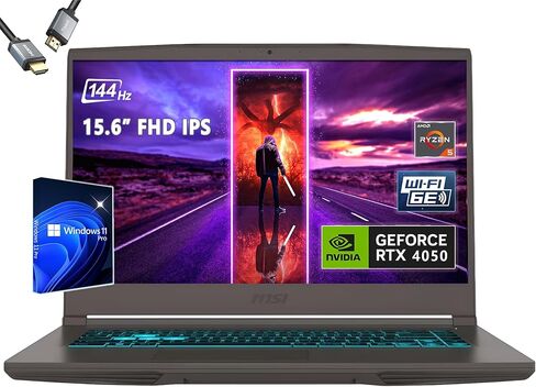MSI GF63 جهاز كمبيوتر محمول للألعاب الرقيقة ، 15.6 "FHD 144Hz ، Intel I5-11400H ، RTX 3050 ، RAM 16GB ، 512GB NVME SSD ، Windows 11 ، ألومنيوم أسود in Saudi Arabia