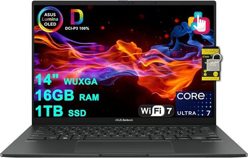 ASUS Zenbook 14 Creator Laptop 14" WUXGA Lumina OLED Touch (500nits HDR, 100% DCI-P3) Intel 16-core Ultra 7 255H (Up to 13 Tops) 16GB RAM 512GB SSD for Business Work Win11 ICP Hub w/Copilot AI in Saudi Arabia