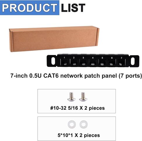 Geeekpi 7 inch 0.5u 7-Port Patch Plant ، لوحة تصحيح الشبكة Cat6 لـ Deskpi Rackmate TT Server Cabinet in Saudi Arabia
