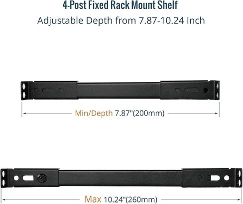 Tecmojo 0.5U Rack Shelf for 10" Server Rack & Cabinet, Adjustable 7.87-10.24" Depth, Vented Metal Tray, Heavy Duty Support up to 66 lbs, Enhanced Ventilation, Black in Saudi Arabia