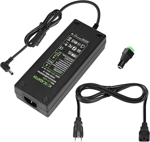 AC 100-240V إلى DC 12V 10A محول محول إمدادات الطاقة المحول 12 فولت 10 أمبير 120W مع 5.5 مم × 2.5 مم /2.1 مم مقبس الإخراج DC لـ 12V 5050 3528 LED شريط CCTV كاميرات 3D in Saudi Arabia