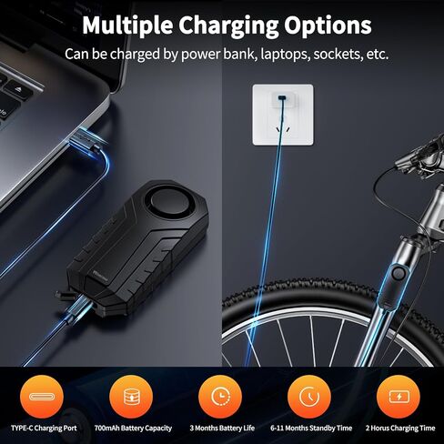 WSDCAM 113dB Loud Anti Theft Vibration Sensor Alarm Systems for Electric Bike Motorcycle Golf Car Trailer Mailbox Garage Door Waterproof Home Security Bike Accessories Bike Alarm with Remote in Kuwait