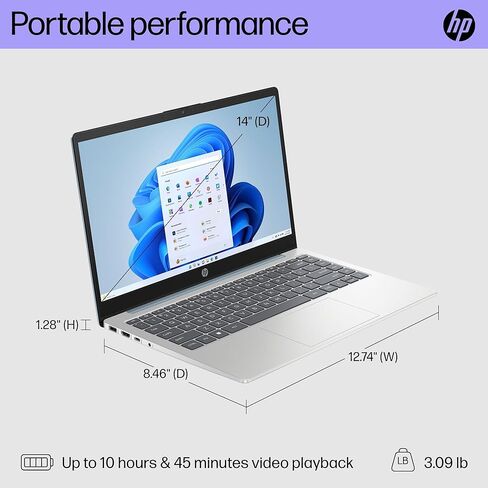 HP 14 Ultrabook Laptop Computer 2025 Premium Lifetime Office 2024 ، CoPilot AI ، 8-core intel core i3 ، ذاكرة الوصول العشوائي 16 جيجابايت ، تخزين 1 تيرابايت (500 جيجا بايت SSD + 500GB ex in Saudi Arabia