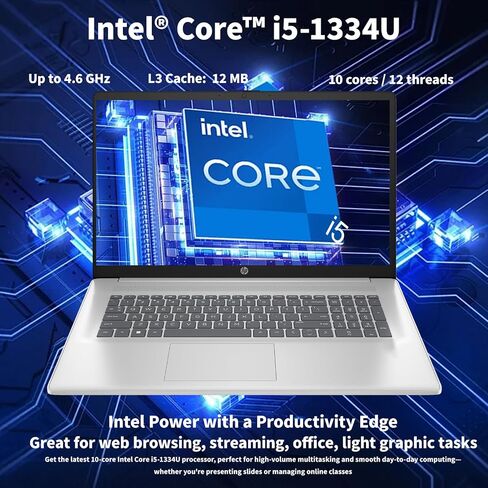 HP 17 Business Laptop-17.3 "HD+ Display ، Intel 10-Core I5-1334U CPU ، INTEL Graphics ، 32 GB RAM ، 1 TB SSD ، Wi-Fi 6 ، PAD Numeric ، Windows 11 Pro PC Computer for Study & Work in Saudi Arabia