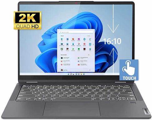 Lenovo Flex 5 14" 2-in-1 Touchscreen Laptop - AMD Ryzen 7 5700U - 16:10 2K QHD (2240 x 1400) 100% sRGB Display - 16GB RAM - 512GB PCIe SSD - Type-C - Fingerprint - Wi-Fi 6 – Win 11- w/HDMI Cable in Saudi Arabia