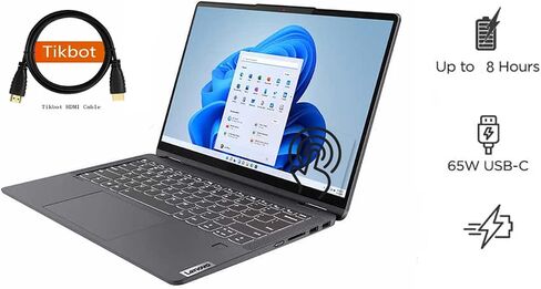 Lenovo Flex 5 14" 2-in-1 Touchscreen Laptop - AMD Ryzen 7 5700U - 16:10 2K QHD (2240 x 1400) 100% sRGB Display - 16GB RAM - 512GB PCIe SSD - Type-C - Fingerprint - Wi-Fi 6 – Win 11- w/HDMI Cable in Saudi Arabia