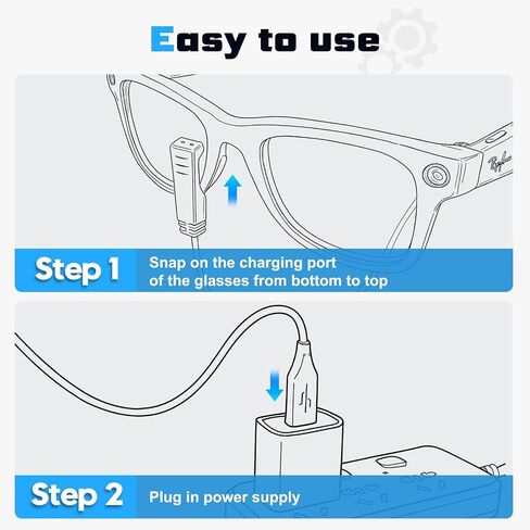 كابل الشحن من النوع-C لـ Rayban Meta Wayfarer/Skyler/Headliner Smart Classes ، كابل شاحن محمول متوافق مع نظارات Meta Rayban ، للحصول على ملحقات Rayban Meta ، 3.28 قدم in Saudi Arabia
