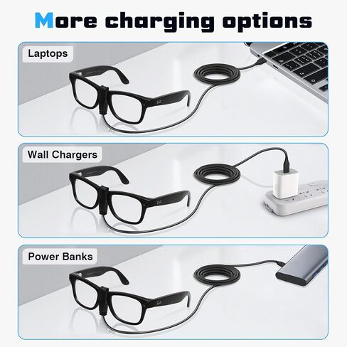 كابل الشحن من النوع-C لـ Rayban Meta Wayfarer/Skyler/Headliner Smart Classes ، كابل شاحن محمول متوافق مع نظارات Meta Rayban ، للحصول على ملحقات Rayban Meta ، 3.28 قدم in Saudi Arabia
