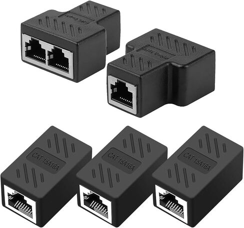 RJ45 Ethernet Flitter and Acpler Set ، 3 Pack Inline Acplers + 2 Pack 1 to 2 Network Cable Spultters ، LAN Connector Adapter for Cat5e Cat5e Cat6 Ethernet Cable Extension in Kuwait