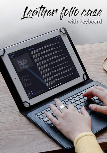 COOPER Infinite Executive Universal Tablet Keyboard Case for 7, 7.9, 8 inch | Tablet Case with Keyboard & 2-in-1 Leather Folio Cover | Bluetooth, Wireless, Hotkeys | Android, Windows, iPadOS (Black) in Saudi Arabia