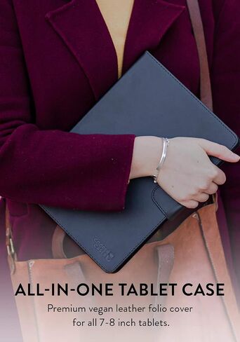 COOPER Infinite Executive Universal Tablet Keyboard Case for 7, 7.9, 8 inch | Tablet Case with Keyboard & 2-in-1 Leather Folio Cover | Bluetooth, Wireless, Hotkeys | Android, Windows, iPadOS (Black) in Saudi Arabia