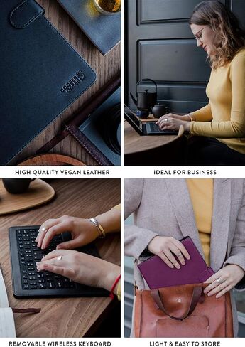 COOPER Infinite Executive Universal Tablet Keyboard Case for 7, 7.9, 8 inch | Tablet Case with Keyboard & 2-in-1 Leather Folio Cover | Bluetooth, Wireless, Hotkeys | Android, Windows, iPadOS (Black) in Saudi Arabia