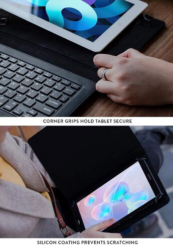 COOPER Infinite Executive Universal Tablet Keyboard Case for 7, 7.9, 8 inch | Tablet Case with Keyboard & 2-in-1 Leather Folio Cover | Bluetooth, Wireless, Hotkeys | Android, Windows, iPadOS (Black) in Saudi Arabia