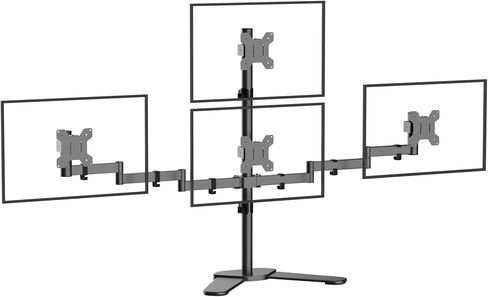 Pholiten Quad Monitor Freestanding Mount for 13-32 Inch Screens, Fully Adjustable 4 Monitor Stand with Base,Swivel, Tilt, Rotation,75 * 75MM/100 * 100MM Vesa Stand, Max Load 22lbs in Kuwait