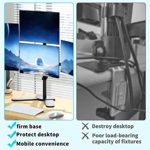Pholiten Quad Monitor Freestanding Mount for 13-32 Inch Screens, Fully Adjustable 4 Monitor Stand with Base,Swivel, Tilt, Rotation,75 * 75MM/100 * 100MM Vesa Stand, Max Load 22lbs in Kuwait