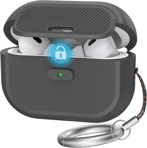 Airpods Pro 2 Case - [مع قفل] تصميم قطعة واحدة من Airpods Pro (2nd/1st Gen) ، غطاء حماية كامل للسيليكون ناعم مع قفل مفتوح/إغلاق سهل للنساء/الرجال (أسود) in Kuwait
