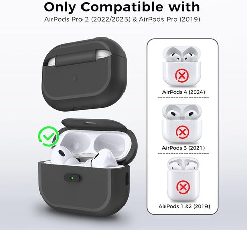 Airpods Pro 2 Case - [مع قفل] تصميم قطعة واحدة من Airpods Pro (2nd/1st Gen) ، غطاء حماية كامل للسيليكون ناعم مع قفل مفتوح/إغلاق سهل للنساء/الرجال (أسود) in Kuwait